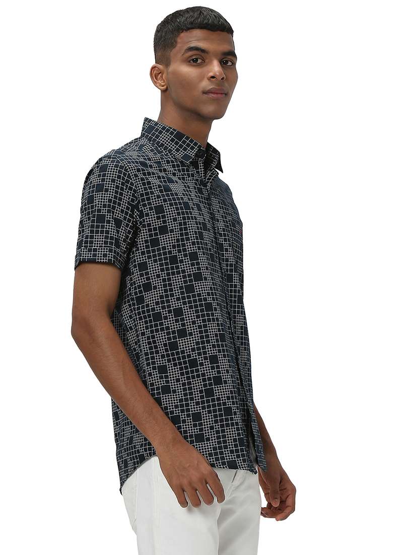 navy blue cotton casual shirt - 20998962 - Standard Image - 1