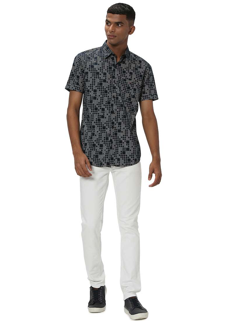 navy blue cotton casual shirt - 20998962 - Standard Image - 4
