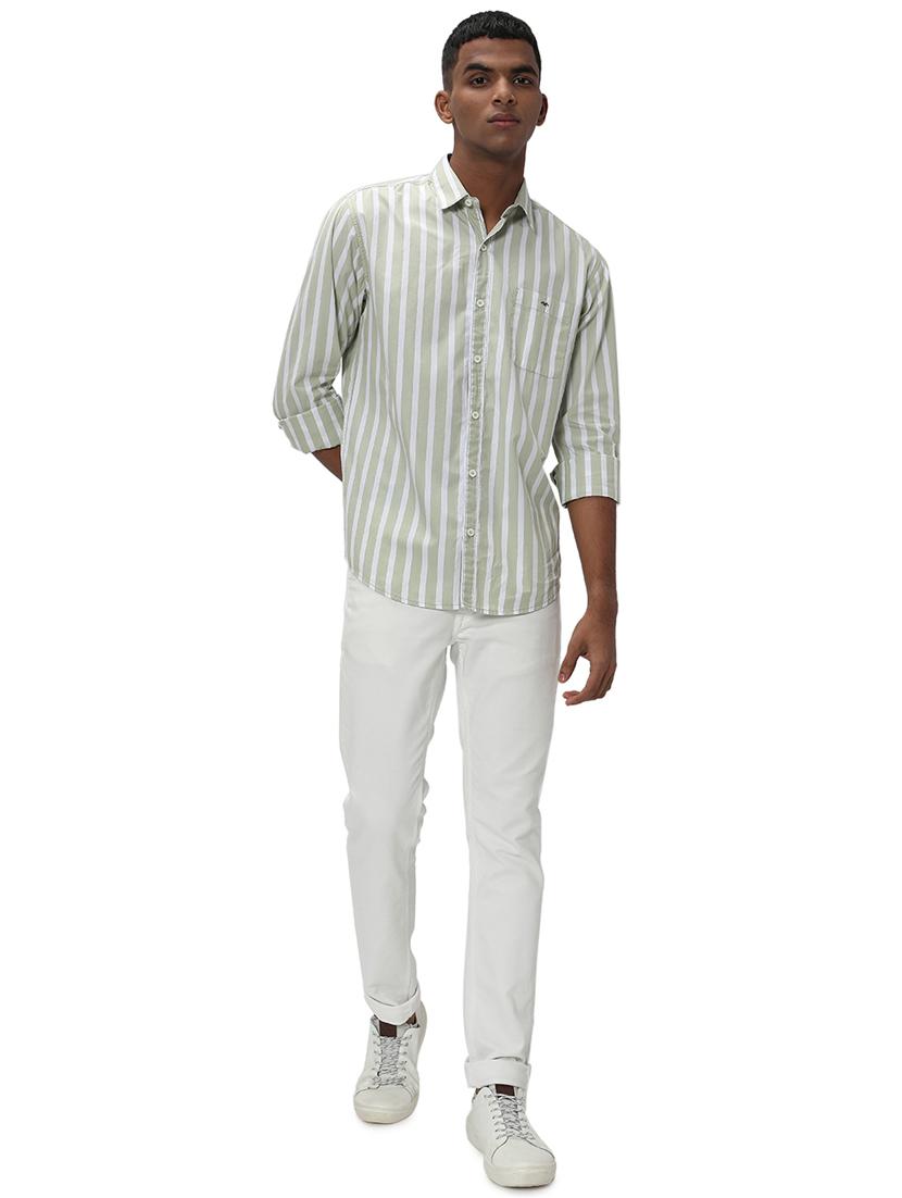 olive cotton casual shirt - 20998986 - Standard Image - 4