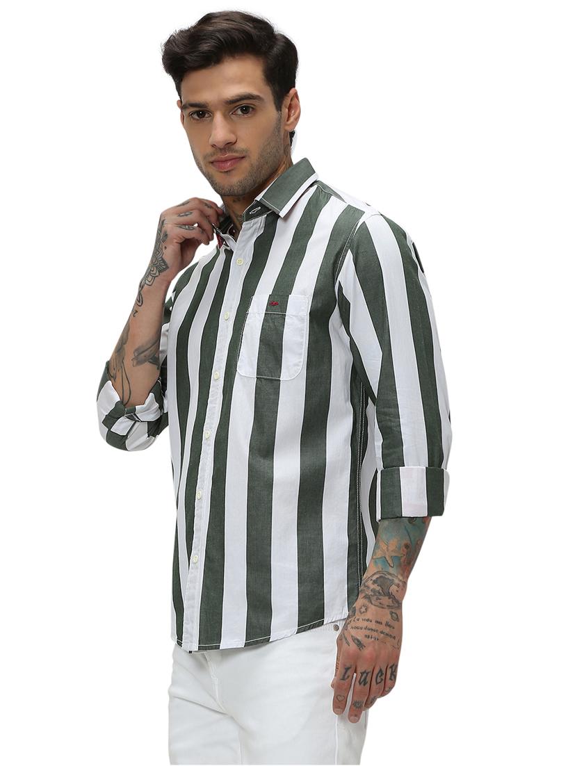 olive cotton casual shirt - 20998993 - Standard Image - 1