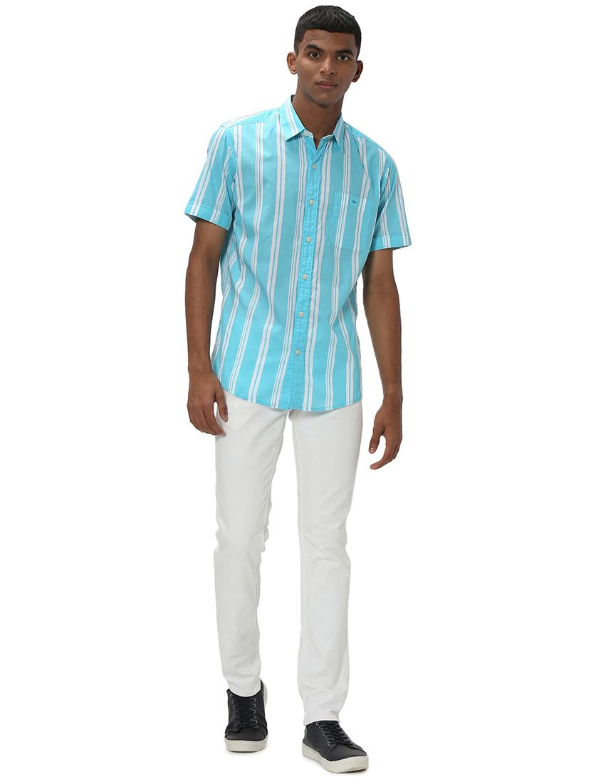 turquoise cotton casual shirt - 20999004 - Standard Image - 4