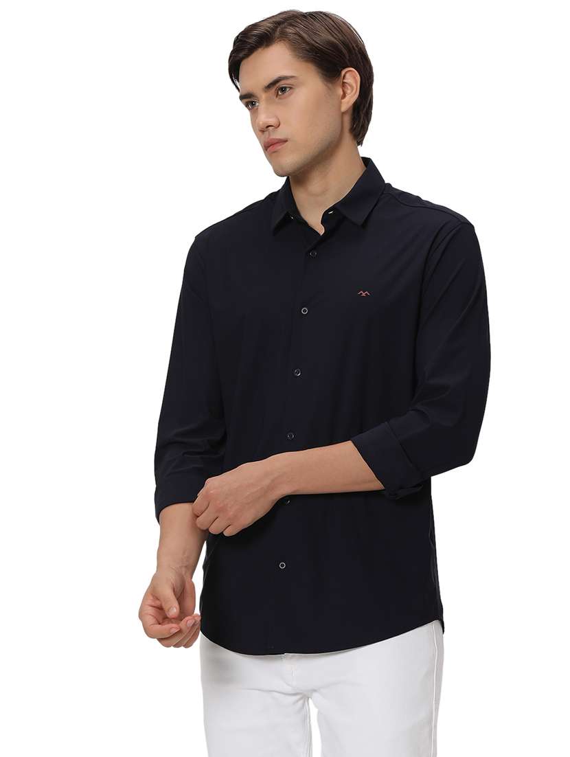 navy blue nylon casual shirt - 20999023 -  Standard Image - 1