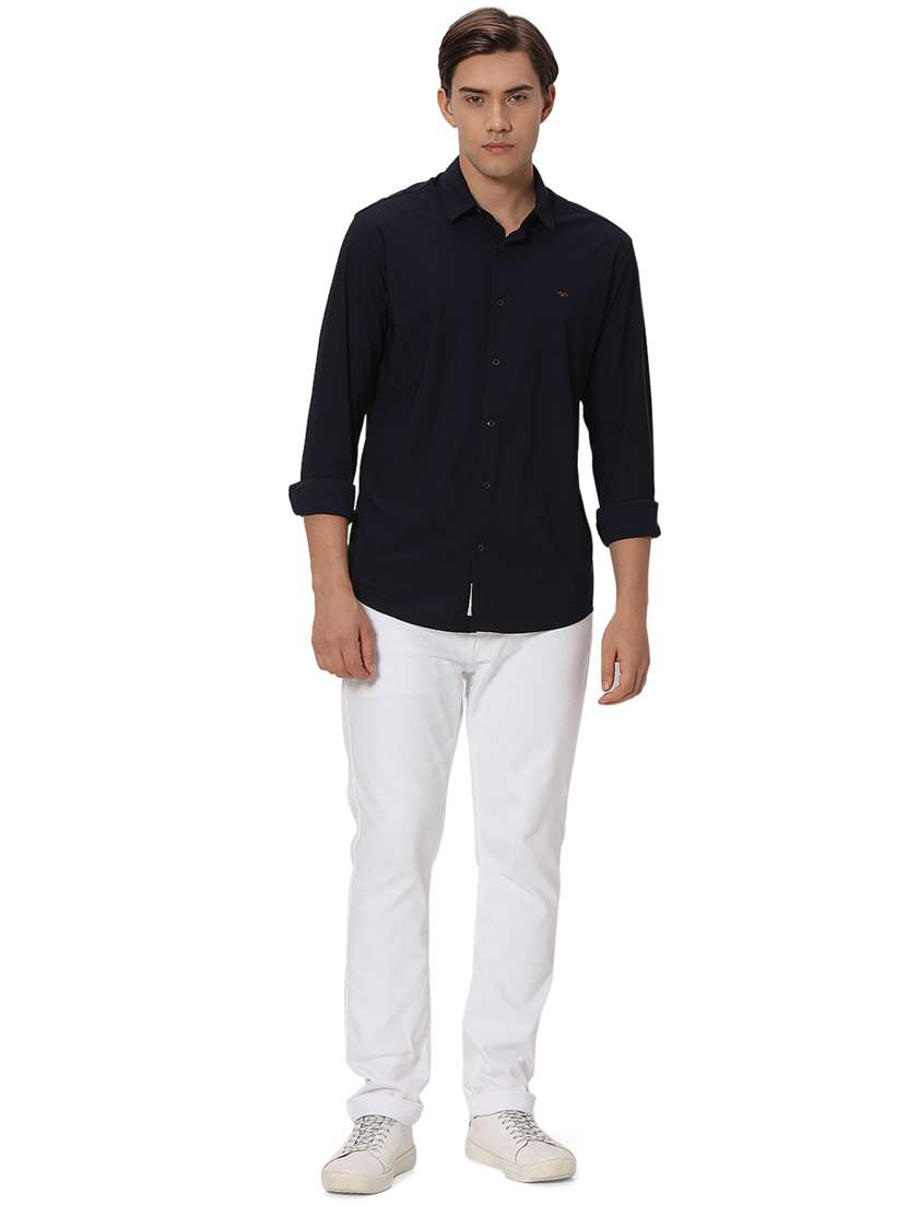 navy blue nylon casual shirt - 20999023 -  Standard Image - 4