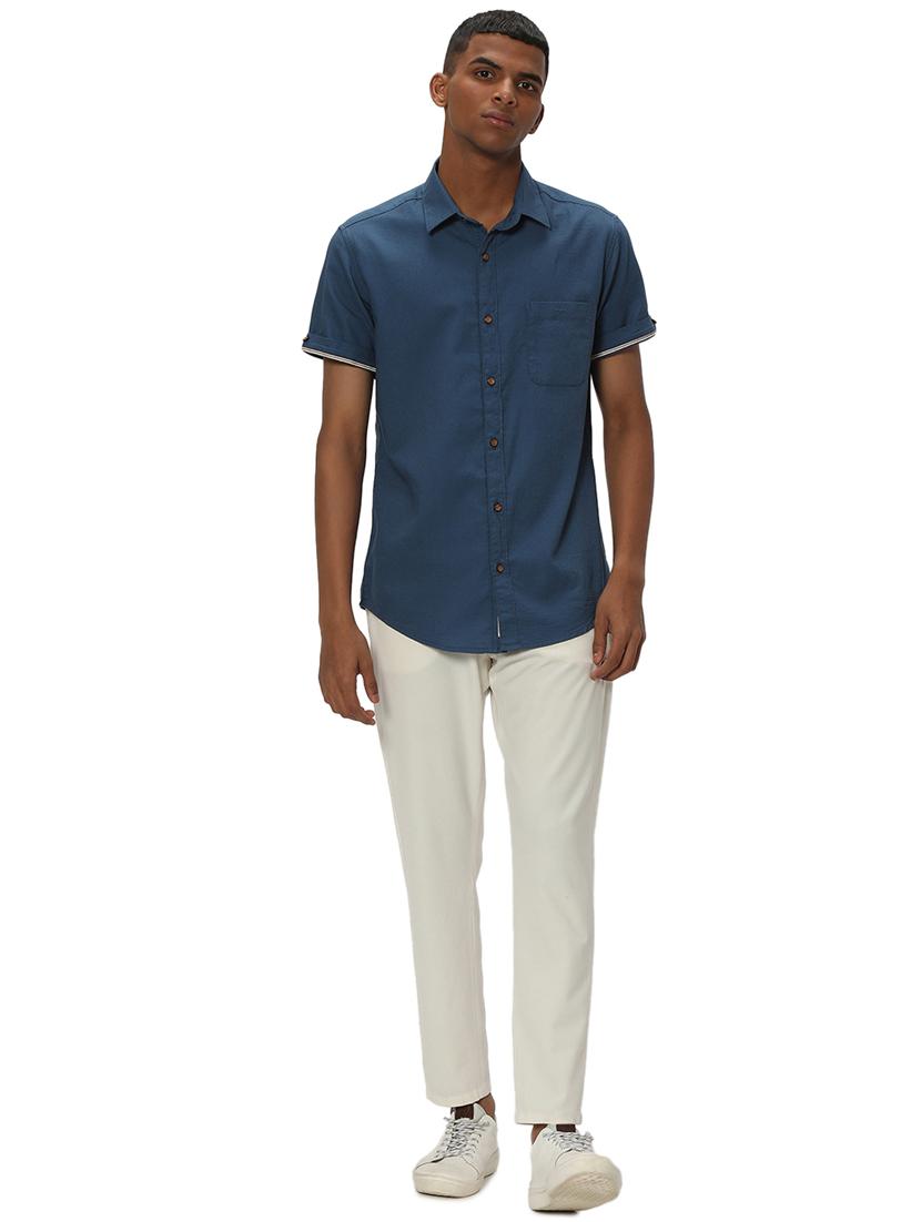 blue cotton casual shirt - 20999049 - Standard Image - 4