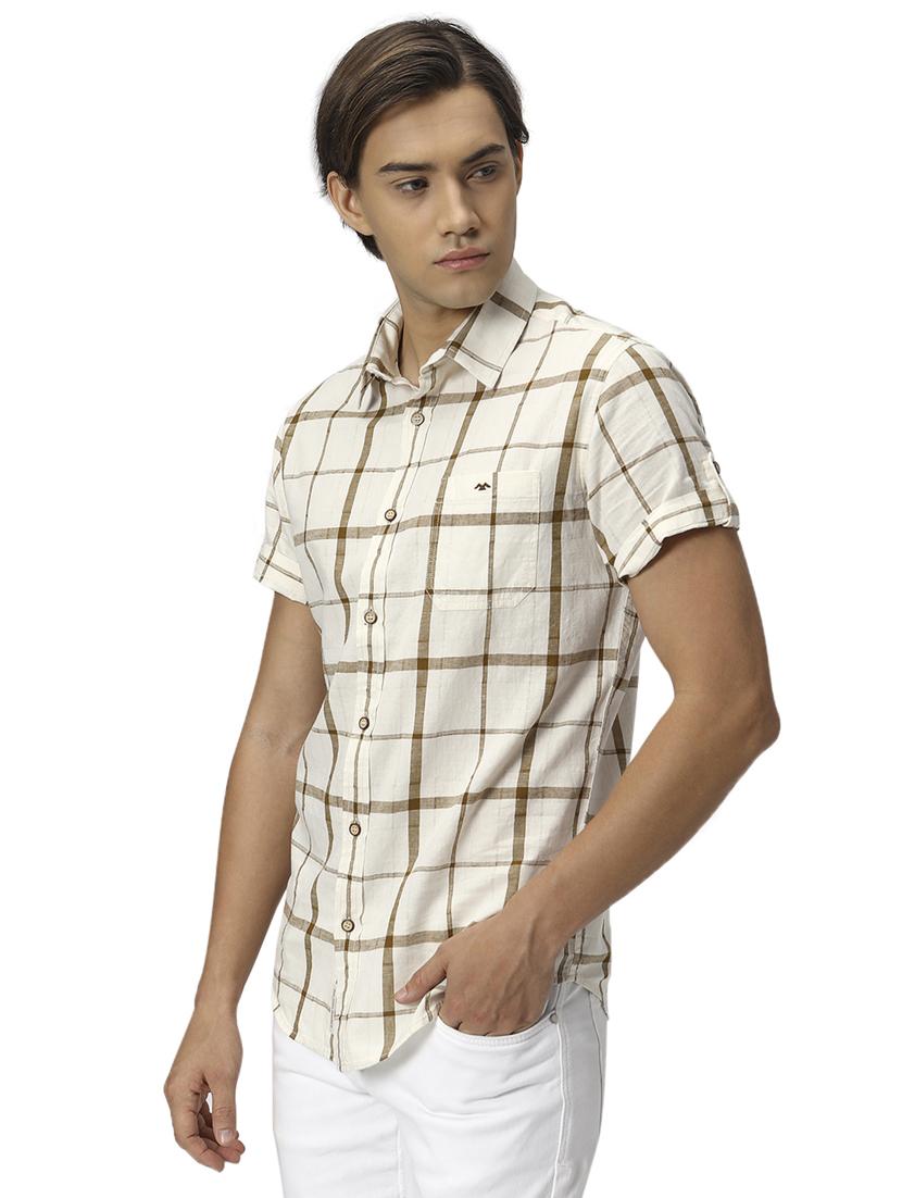 khaki cotton casual shirt - 20999059 - Standard Image - 1