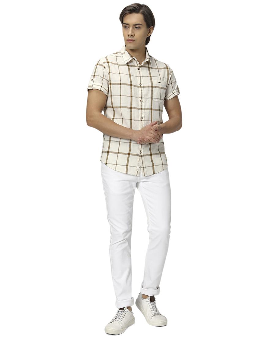 khaki cotton casual shirt - 20999059 - Standard Image - 4