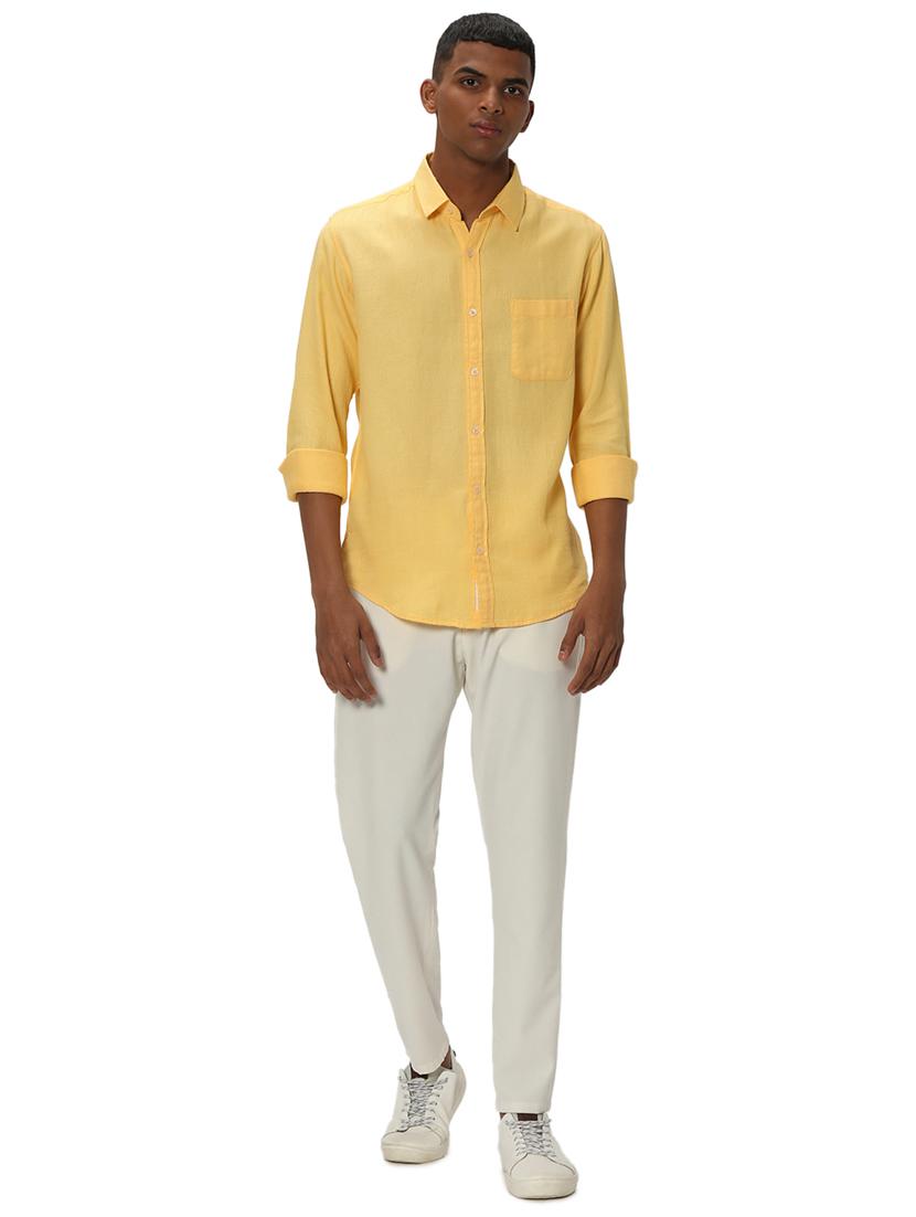 yellow cotton casual shirt - 20999071 - Standard Image - 4