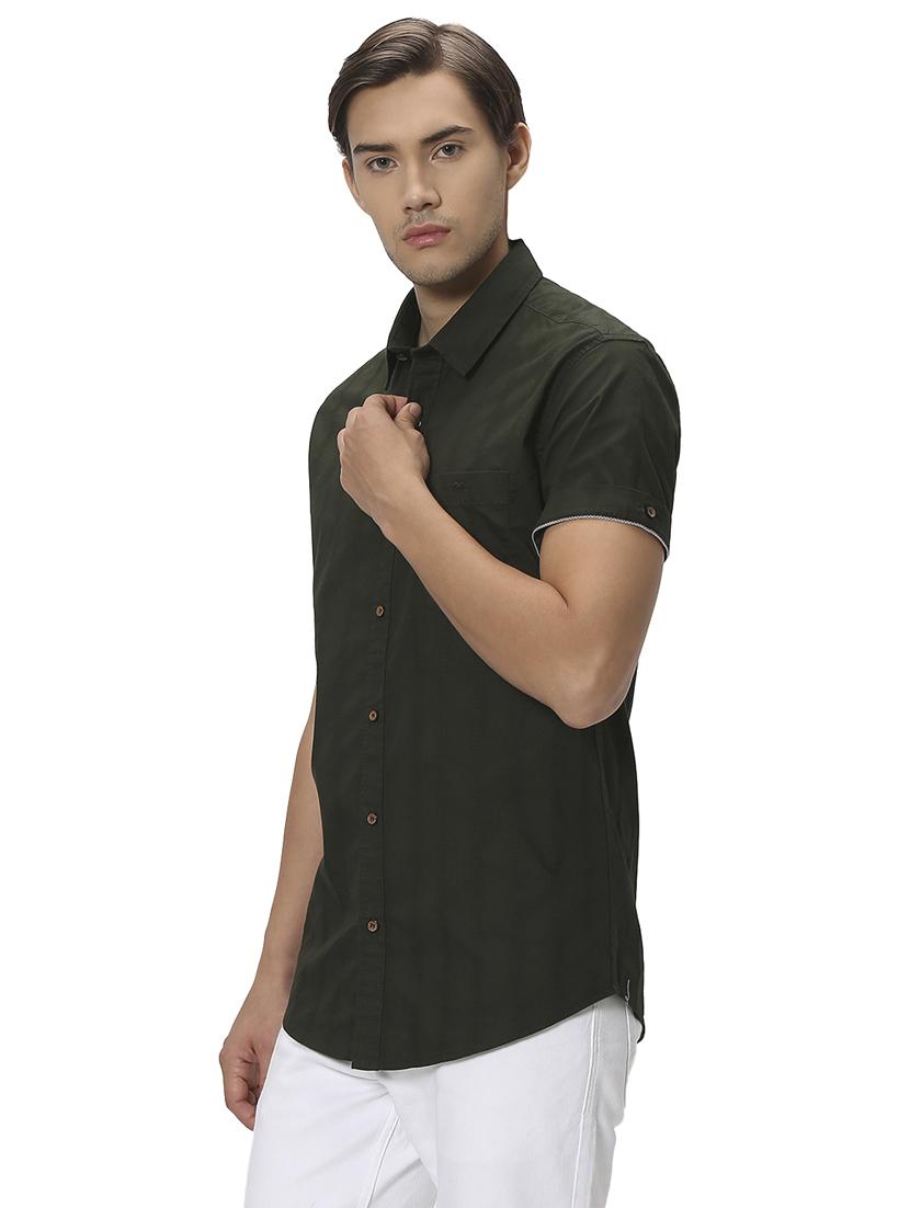 green cotton casual shirt - 20999075 - Standard Image - 1
