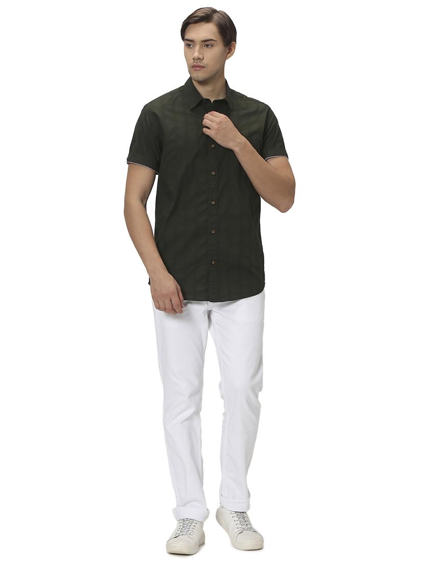 green cotton casual shirt - 20999075 - Standard Image - 4