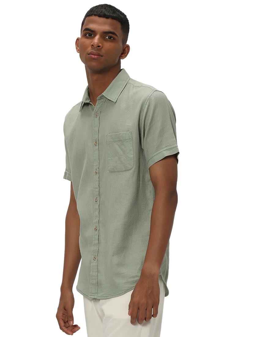 olive cotton casual shirt - 20999077 - Standard Image - 1