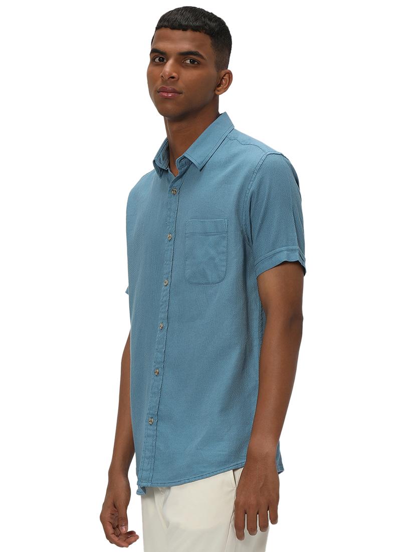 teal cotton casual shirt - 20999078 - Standard Image - 1