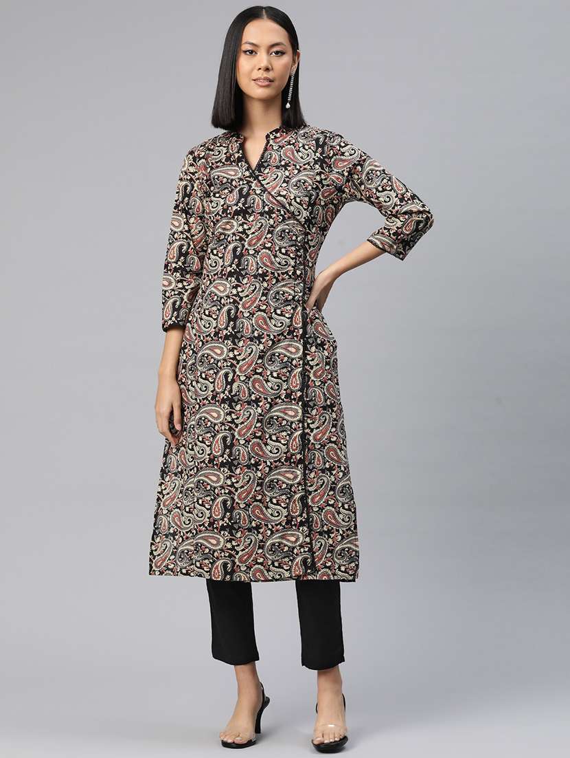 black printed detailed kurta pant set