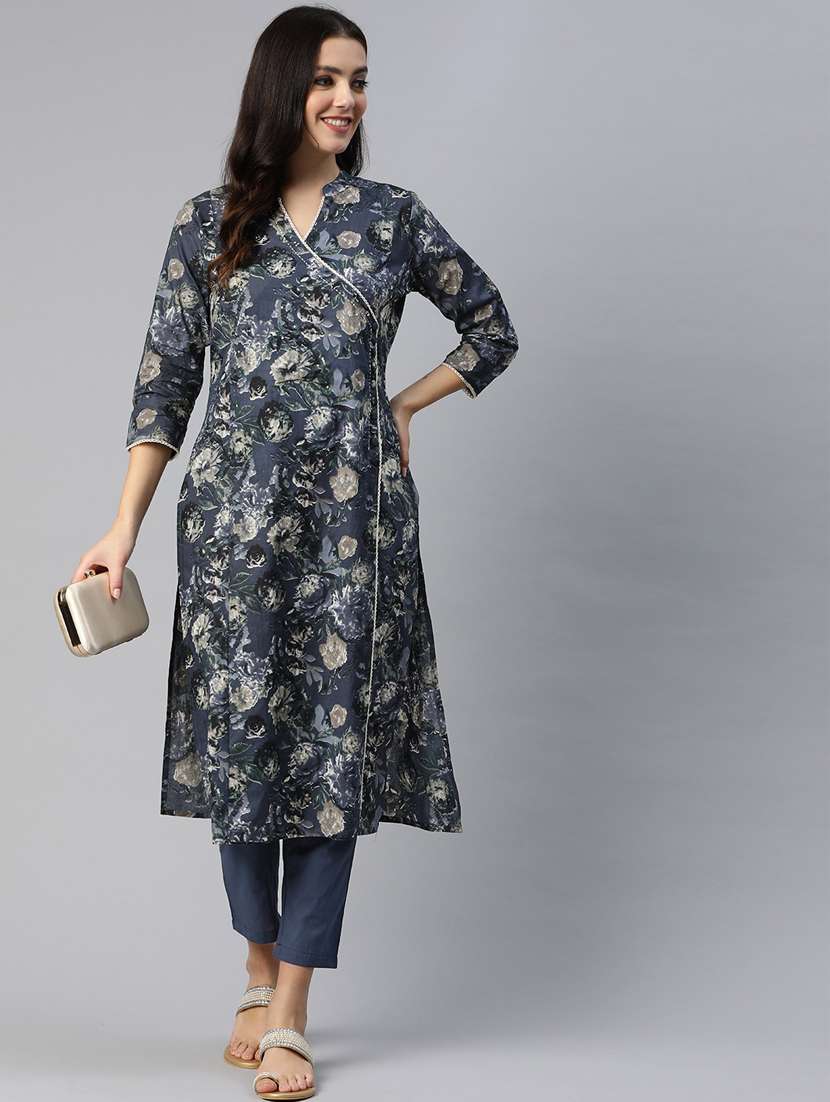 blue floral printed kurta & pant set - 20999700 -  Standard Image - 1