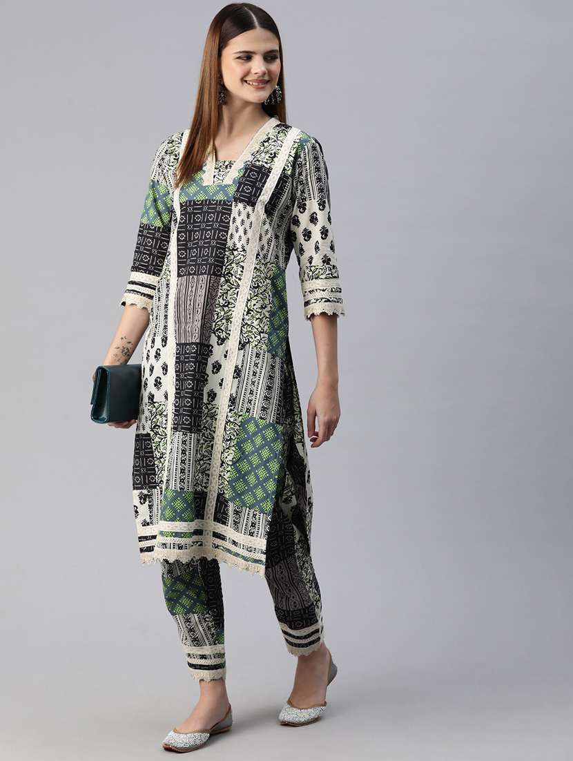 women printed kurta pant set - 20999726 -  Standard Image - 1