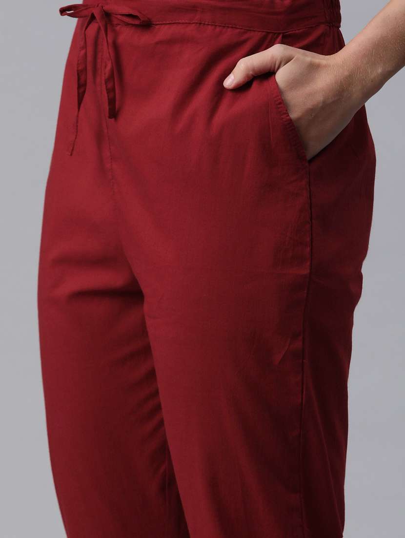 maroon printed kurta pant set - 20999738 -  Standard Image - 4