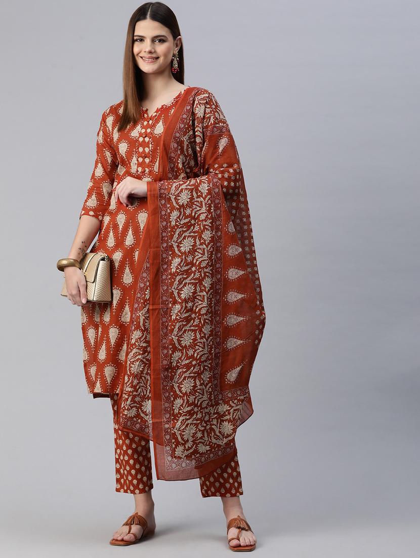 women printed kurta pant suit set - 20999749 -  Standard Image - 1