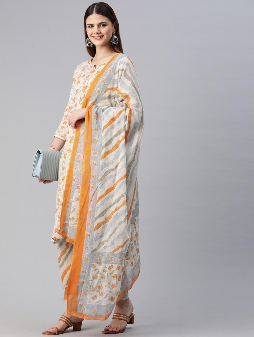 women printed kurta pant suit set - 20999751 -  Standard Image - 1
