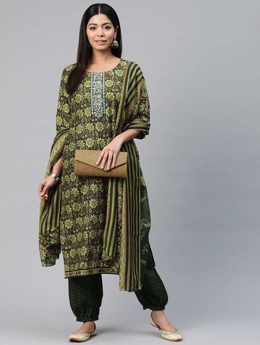 women three quarter sleeve kurta salwar with dupatta set - 20999801 -  Standard Image - 1