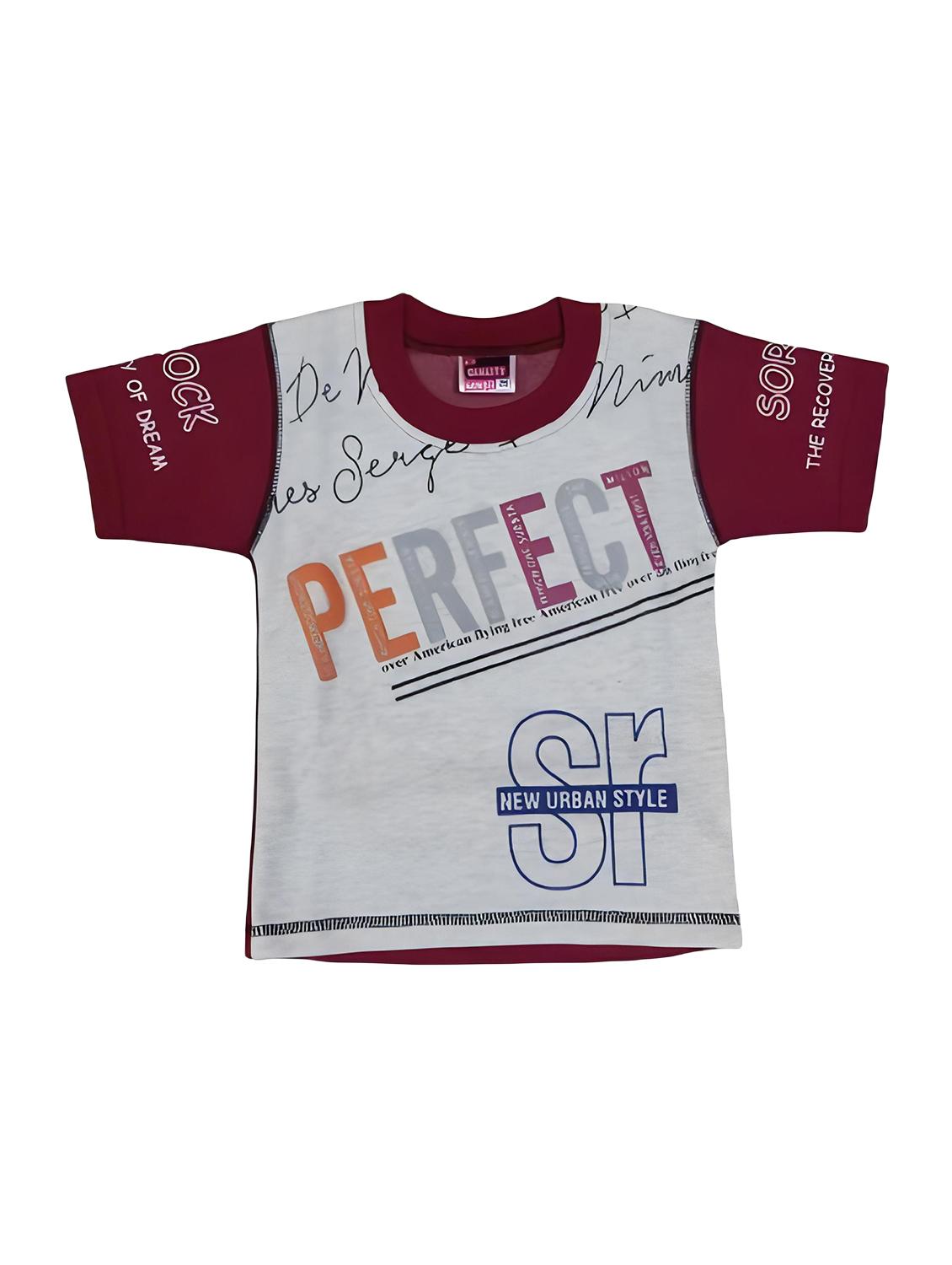 maroon printed detailed t-shirt & shorts set - 20999866 -  Standard Image - 1