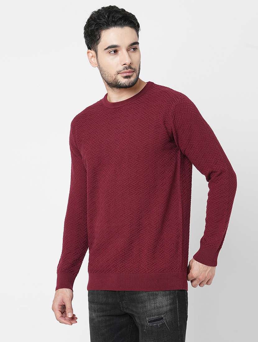 maroon cotton plain sweatshirt - 21000385 -  Standard Image - 1