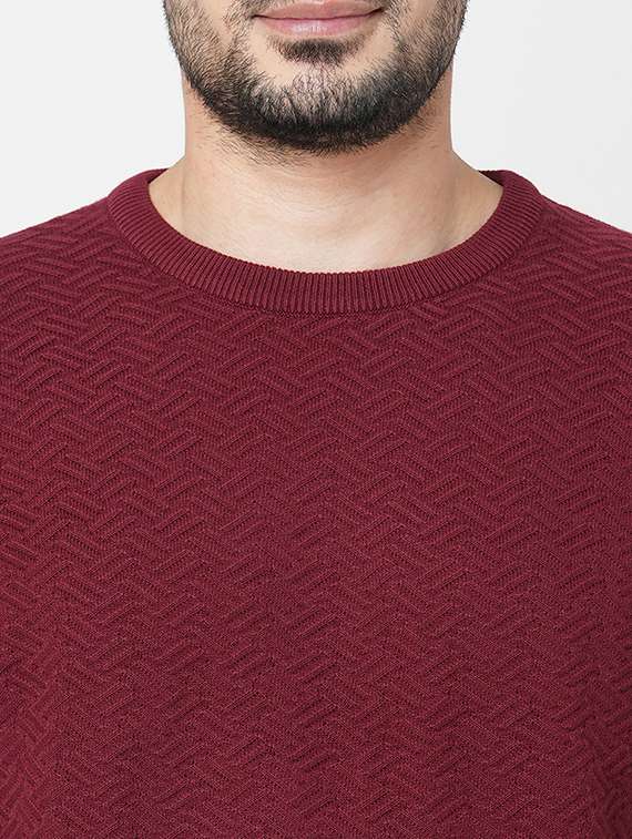maroon cotton plain sweatshirt - 21000385 -  Standard Image - 4