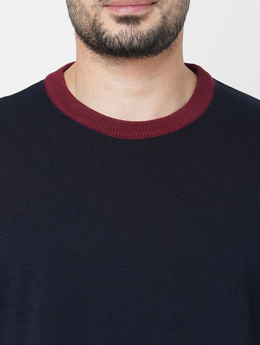 navy blue cotton plain sweatshirt - 21000388 - Standard Image - 4