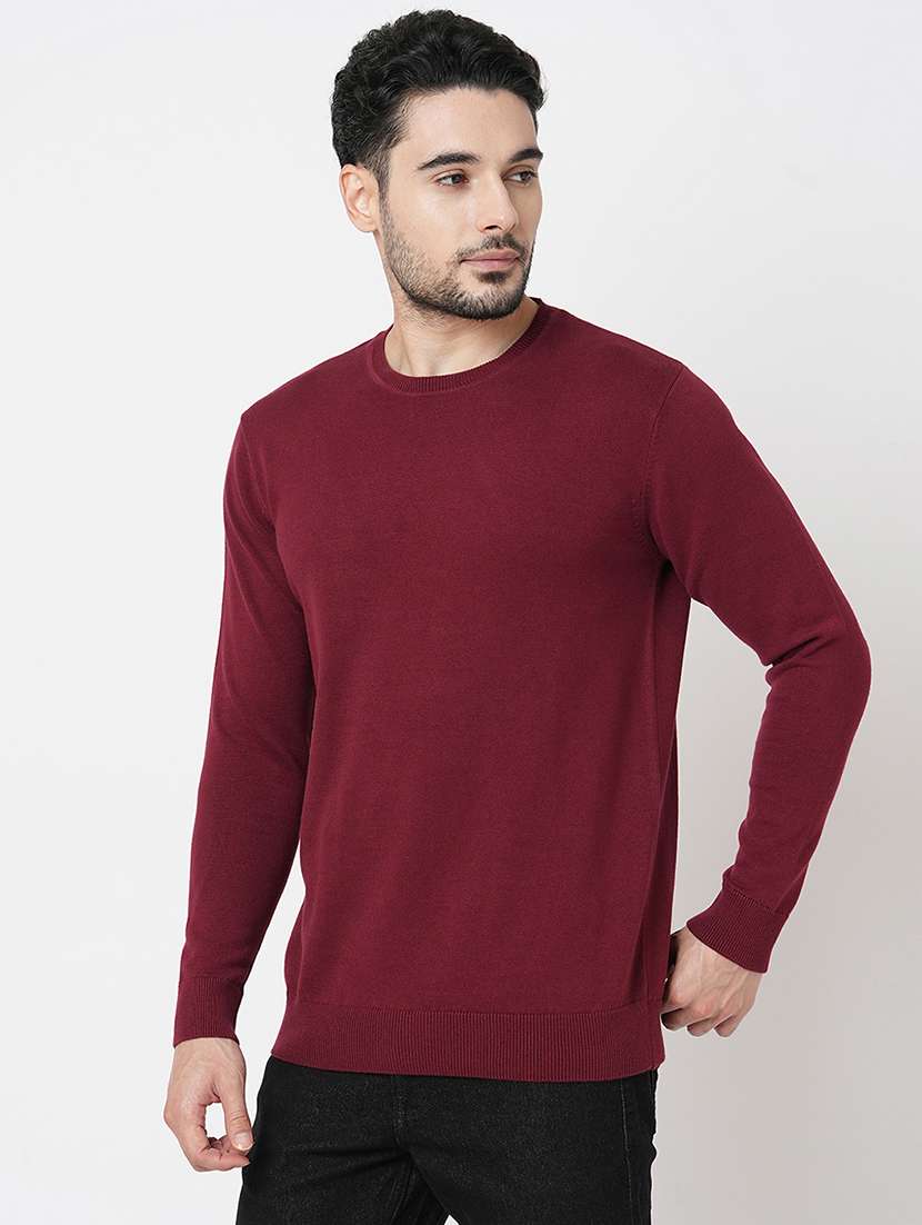 maroon cotton plain sweatshirt - 21000391 -  Standard Image - 1