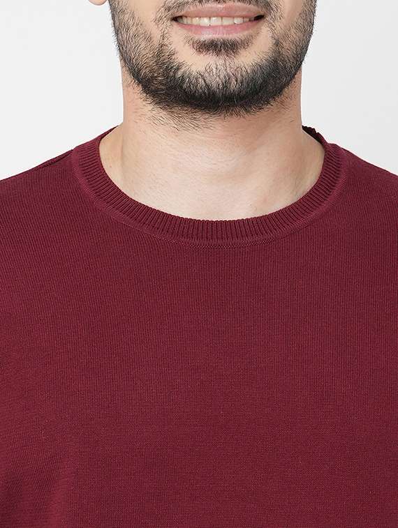 maroon cotton plain sweatshirt - 21000391 -  Standard Image - 4