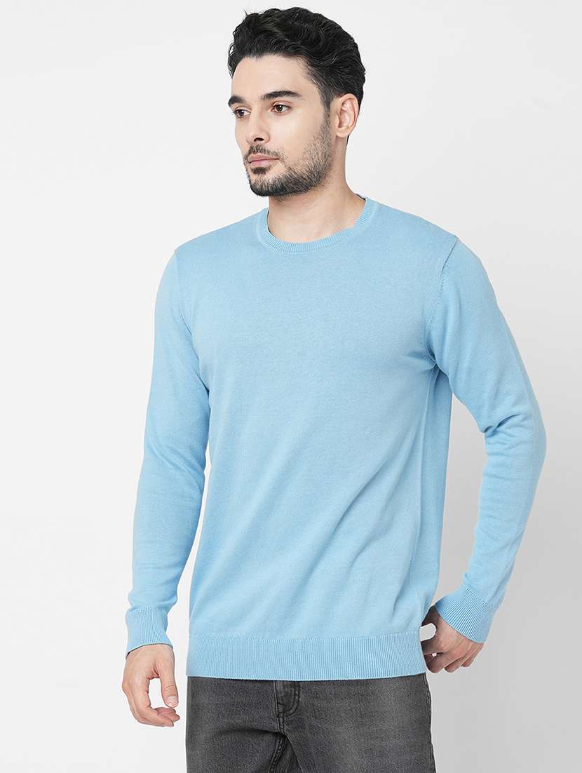light blue cotton plain sweatshirt