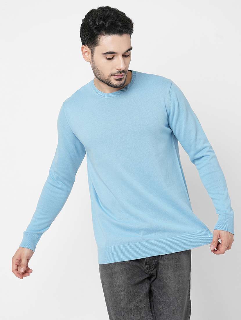 light blue cotton plain sweatshirt - 21000392 -  Standard Image - 1