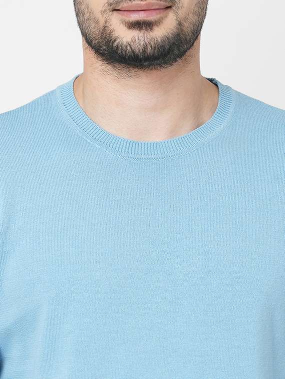 light blue cotton plain sweatshirt - 21000392 - Standard Image - 4