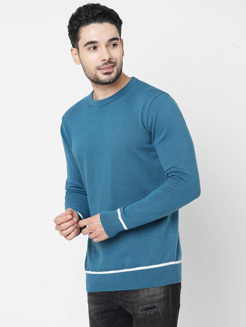 blue cotton plain sweatshirt - 21000393 -  Standard Image - 1