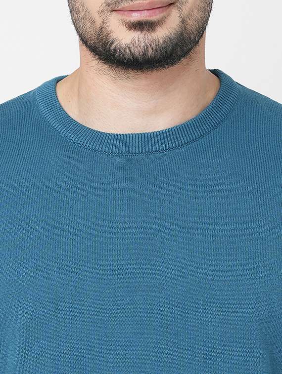 blue cotton plain sweatshirt - 21000393 -  Standard Image - 4