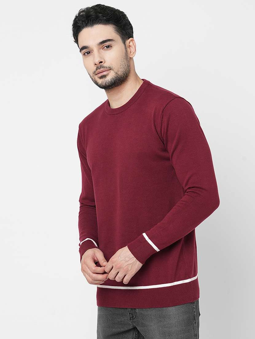 maroon cotton plain sweatshirt - 21000394 - Standard Image - 1