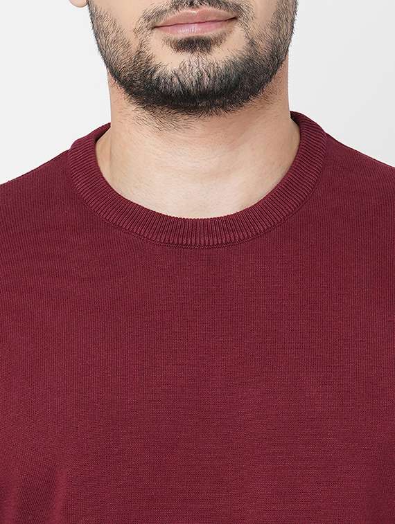 maroon cotton plain sweatshirt - 21000394 - Standard Image - 4