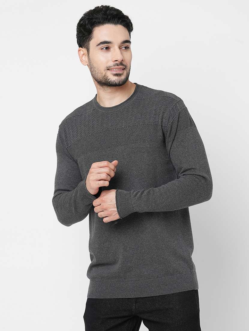 grey cotton plain sweatshirt - 21000395 -  Standard Image - 1