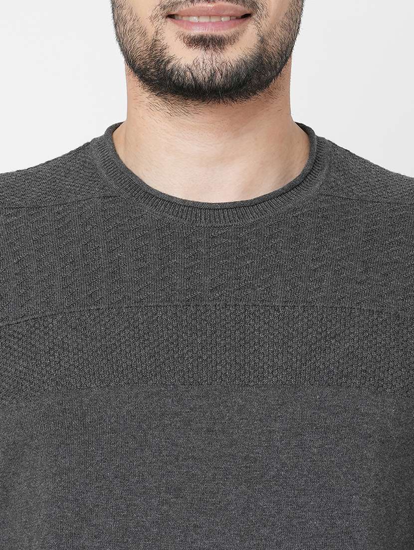 grey cotton plain sweatshirt - 21000395 -  Standard Image - 4