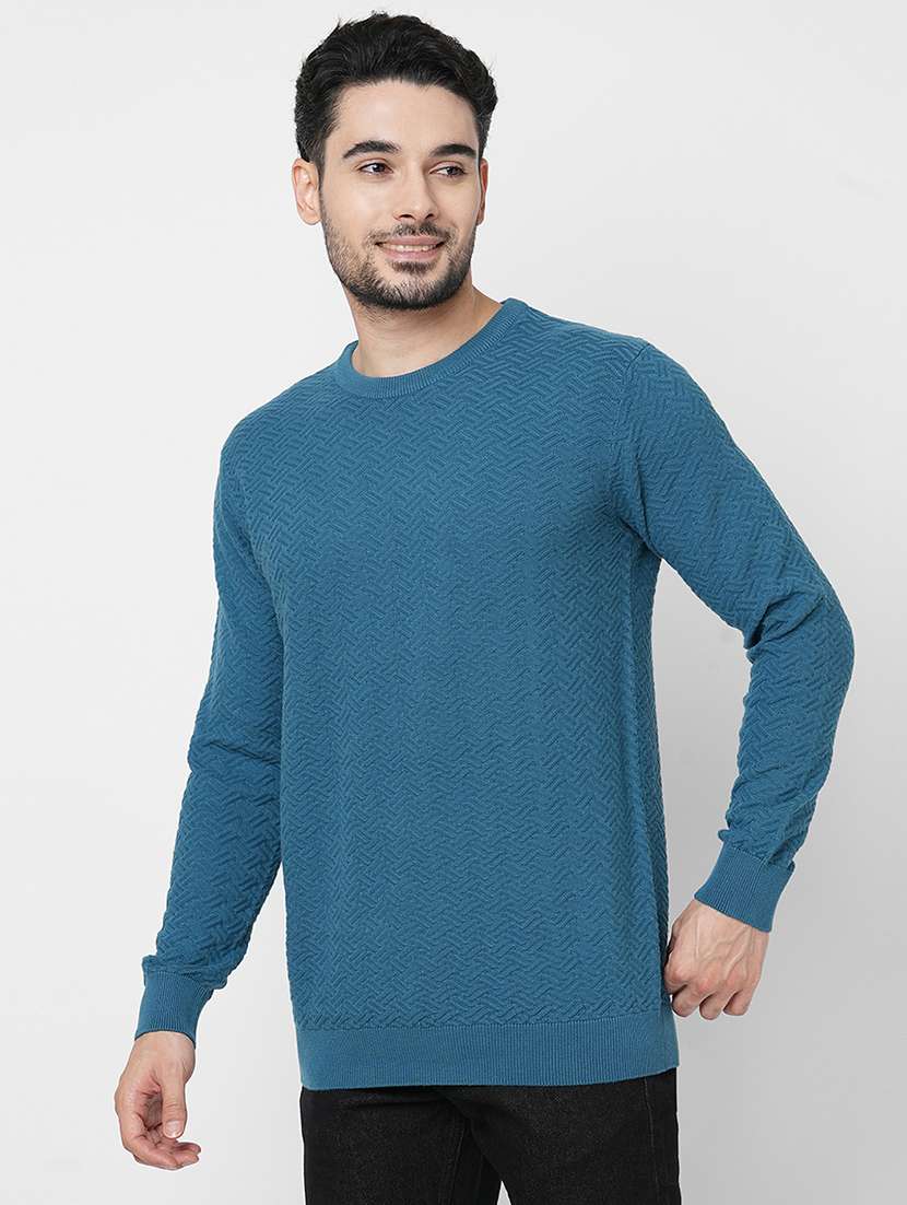 blue cotton plain sweatshirt - 21000397 -  Standard Image - 1