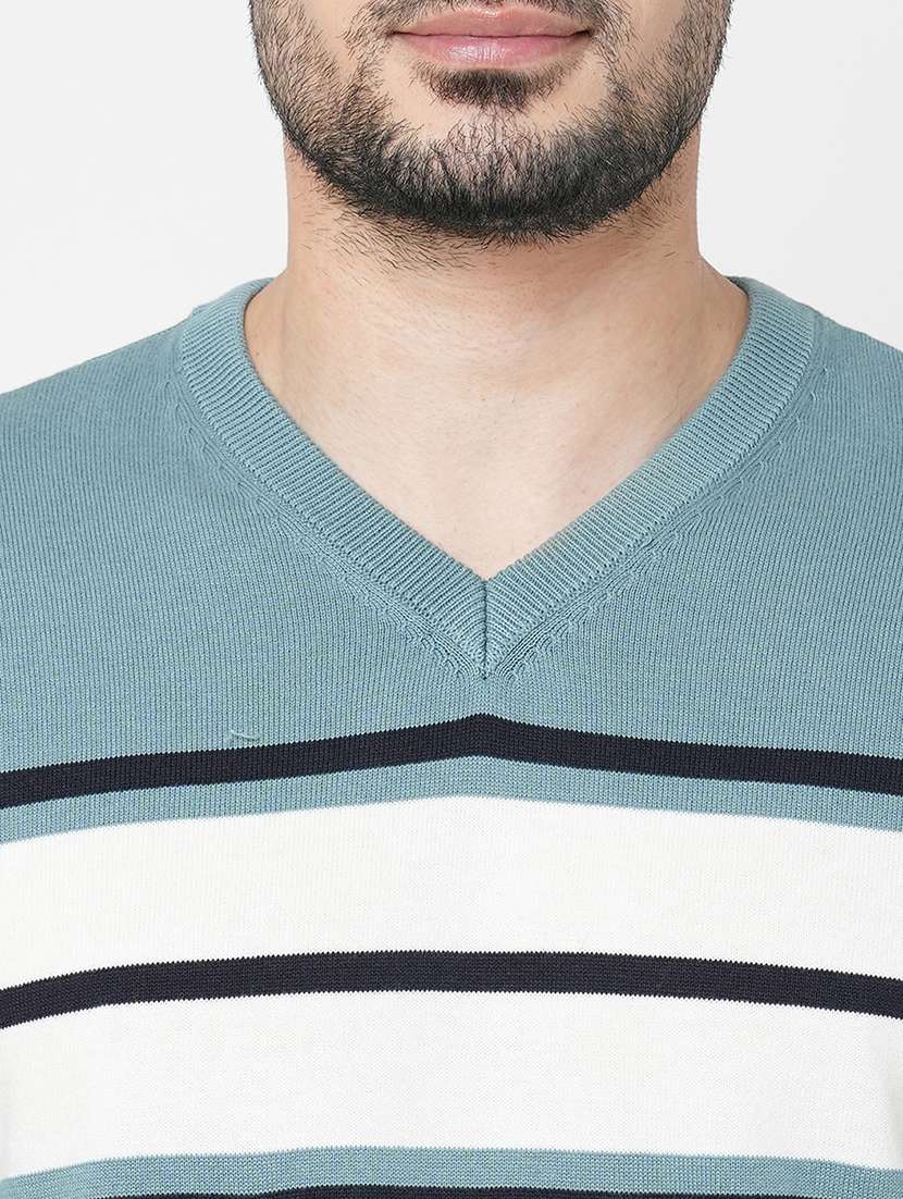 light blue cotton striped pullover - 21000401 - Standard Image - 4