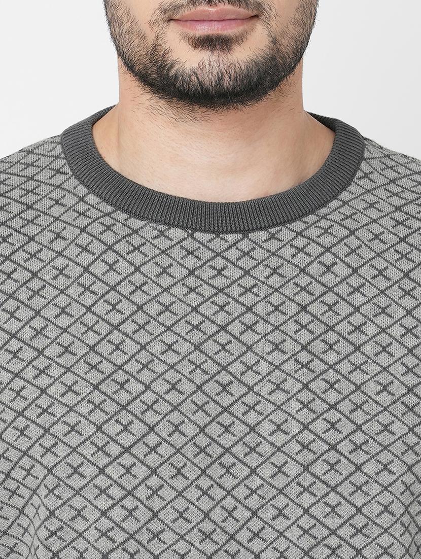 grey cotton self design pullover - 21000403 - Standard Image - 4