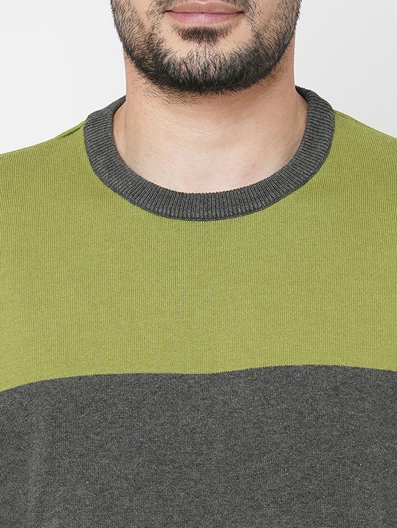 grey cotton color block sweatshirt - 21000405 - Standard Image - 4