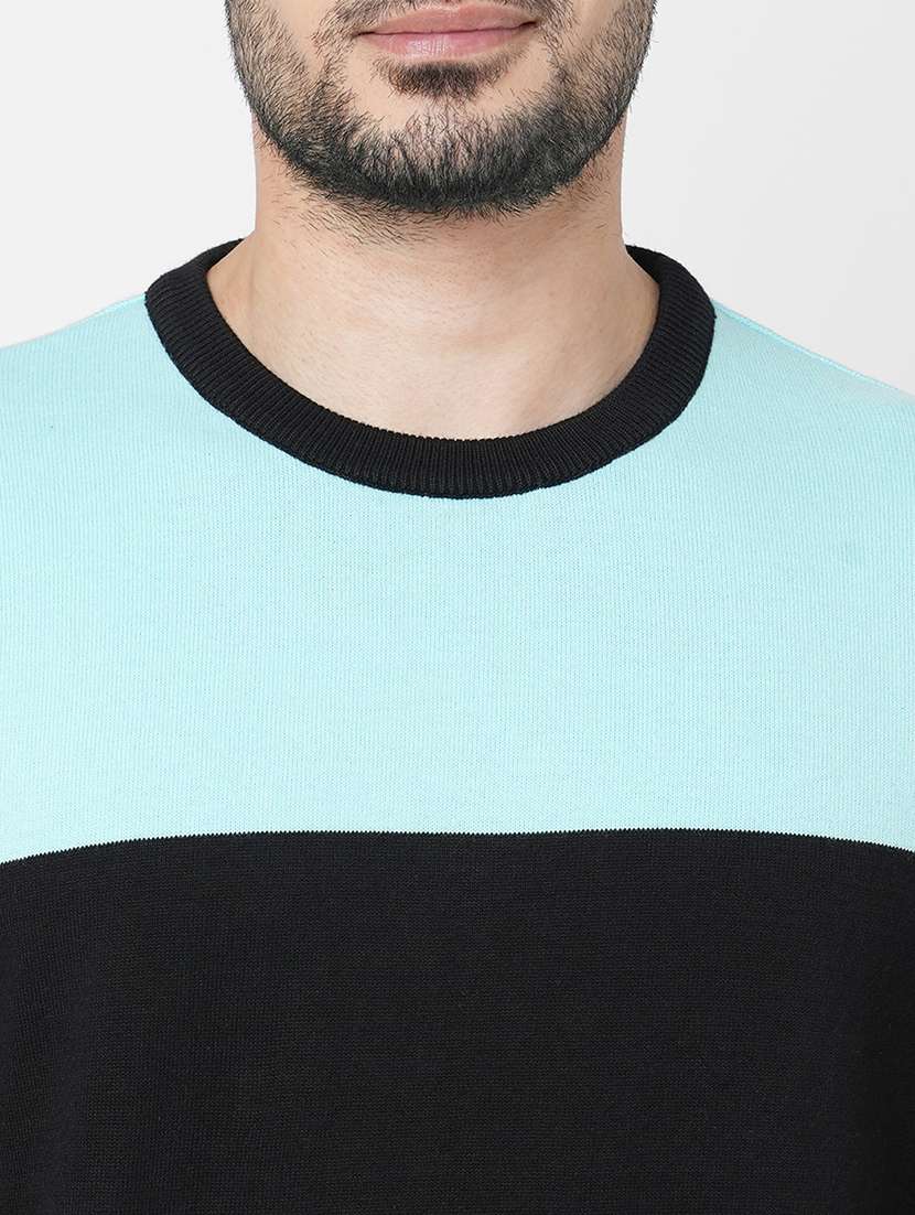 black cotton color block pullover - 21000406 - Standard Image - 4