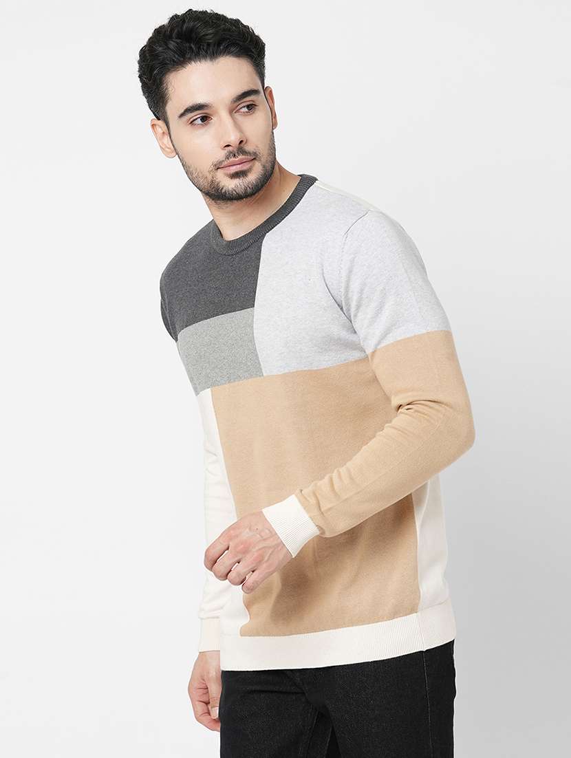 multicolored cotton color block pullover - 21000408 -  Standard Image - 1