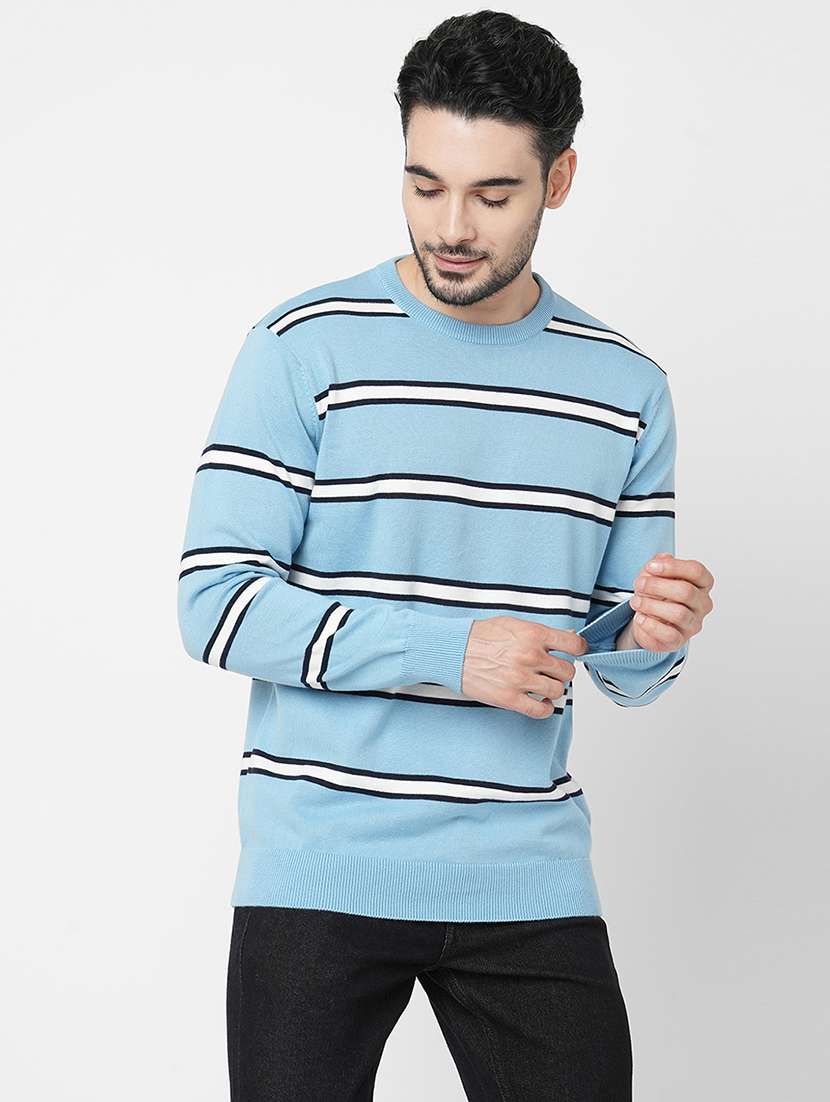 light blue cotton striped pullover