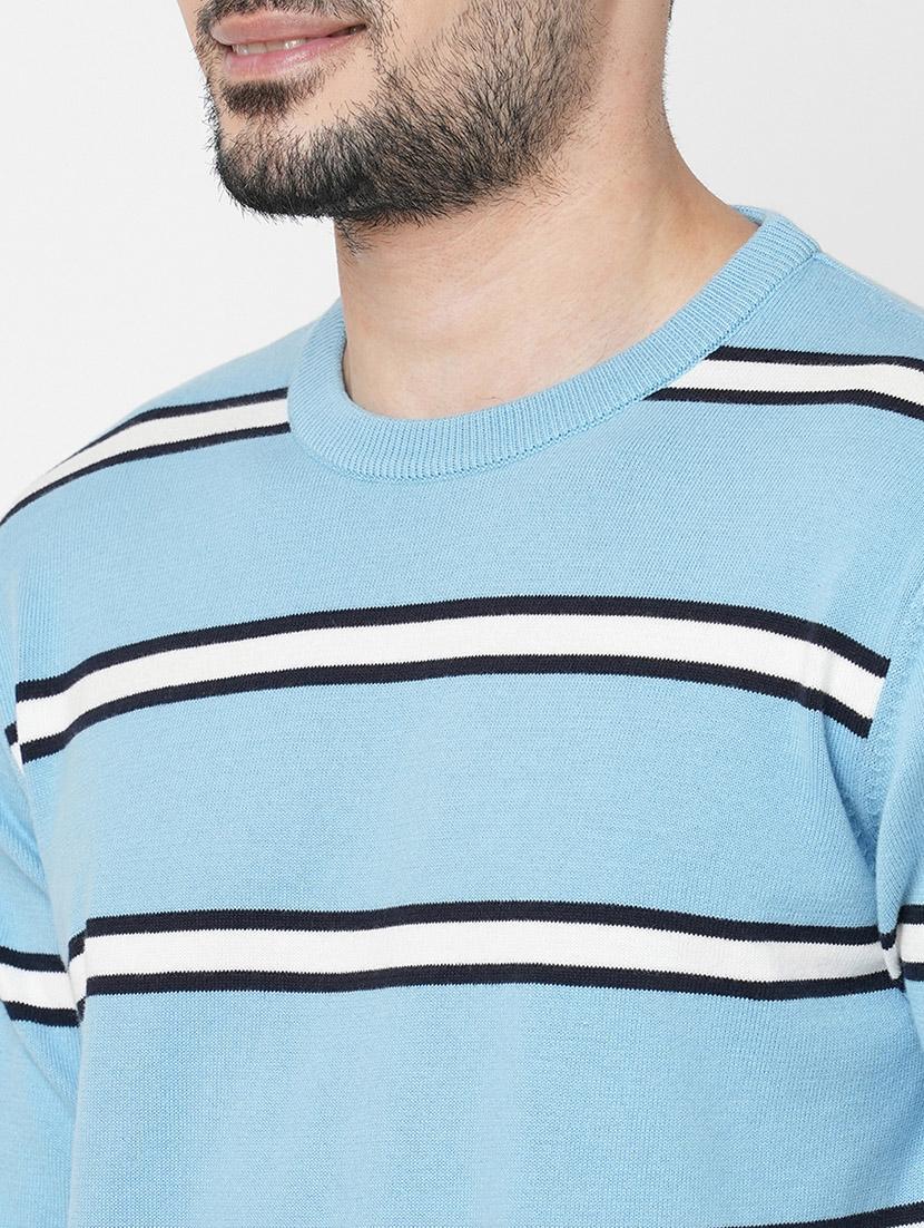 light blue cotton striped pullover - 21000411 - Standard Image - 4