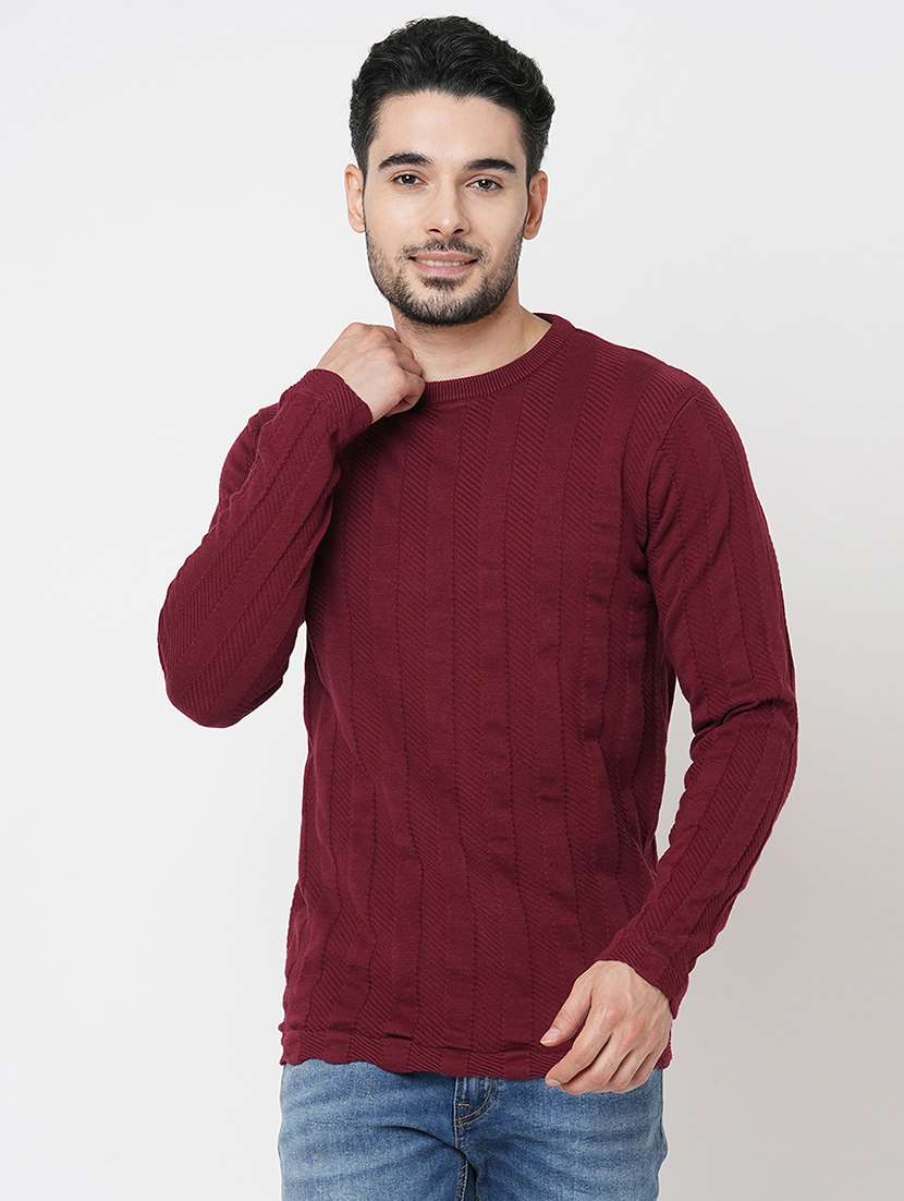 men long sleeves self design pullover