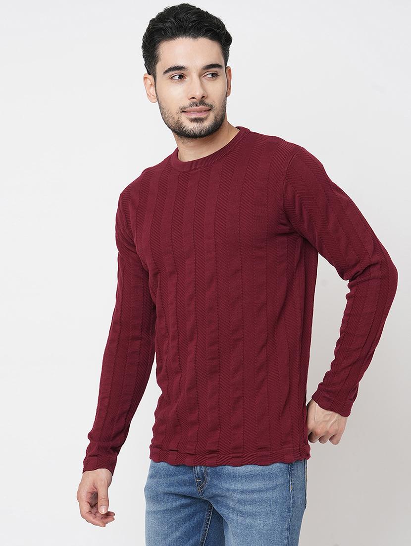 men long sleeves self design pullover - 21000412 - Standard Image - 1