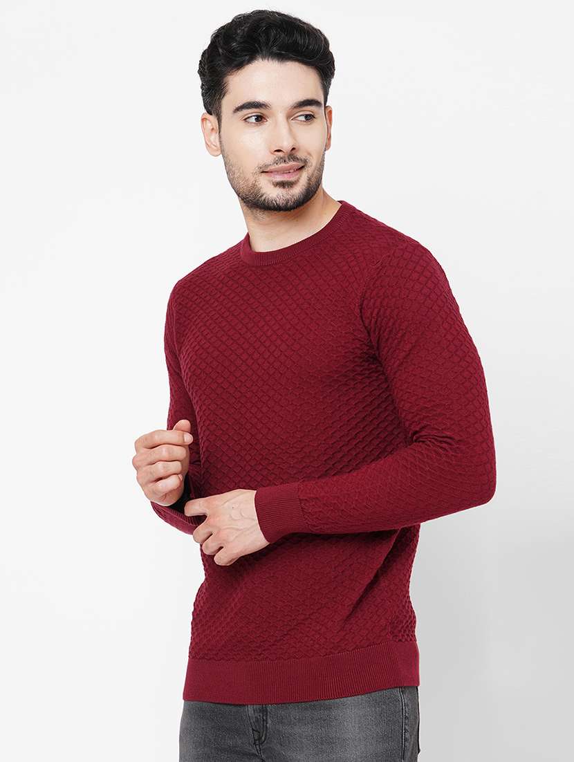 maroon cotton plain sweatshirt - 21000413 -  Standard Image - 1