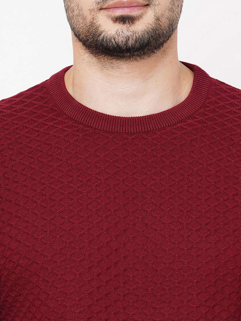 maroon cotton plain sweatshirt - 21000413 -  Standard Image - 4