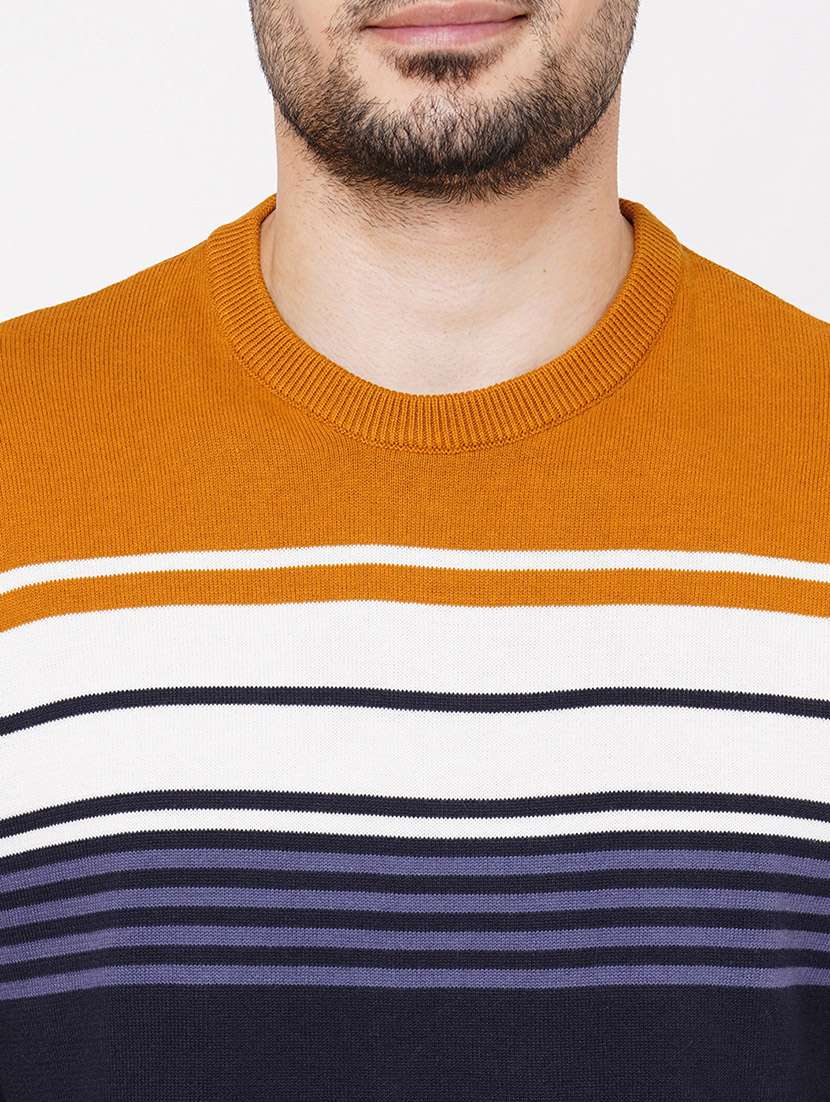 blue cotton color block pullover - 21000422 -  Standard Image - 4